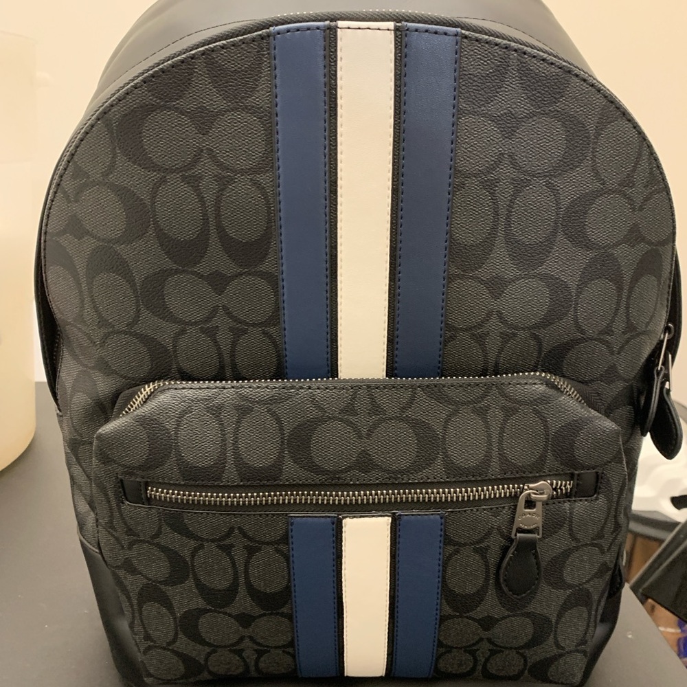 Coach Men's Signature Black and Navy Backpack
